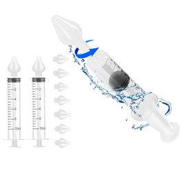 Nasal Wash Set Children, Babies and Adults - 2 Syringes + 8 Soft Olives - Nose Cleaning Kit Made in Italy - Sprinkler for Physiological Solution - Safe and Gentle