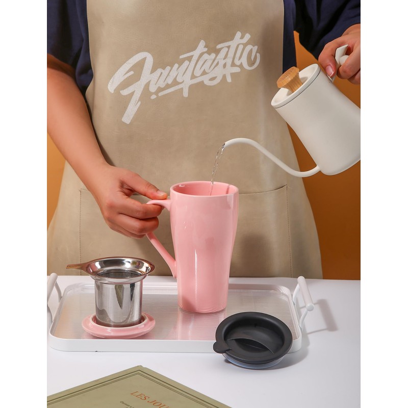 ARRADEN - Taza de té con infusor y tapa, color