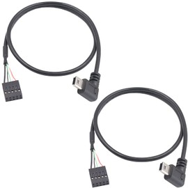 Duttek Mini USB to Motherboard Cable, USB Header to Mini USB, 90 Degree Right Angled Mini USB Male to 9 Pin Motherboard Female Adapter Dupont Extended Cable1.5FT/50CM