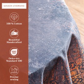 Maison d' Hermine 100% Cotton Table Cover - 69" Diameter Round Decorative Tablecloth - Tablecloths for Dining, Home, Farmhouse & Party - for Thanksgiving & Christmas - Imperfection Collection