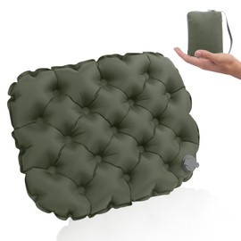 Wsetyy Portable Inflatable Seat Cushion with storage bag, Air Travel Airplane Camping Pad, Lightweight Waterproof Foldable (Olive Green)