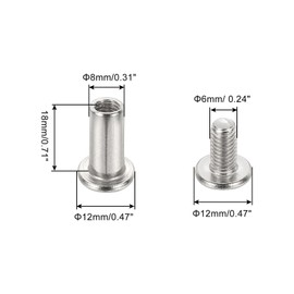 PATIKIL Chicago Screws, 5 Sets 18mmx8mm Stainless Steel Chicago Screw Phillips Binding Post Screw Rivets for Leather Belt Scrapbook Photo Albums, Silver