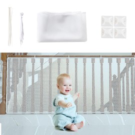 Children's Safety Net, 300 x 90 cm, Children's Stair Safety Net, Baby Balcony Railing, 3 Metres, Staircase Safety Net, Household Fall Protection Net, for Protection of Children, Pets (White)