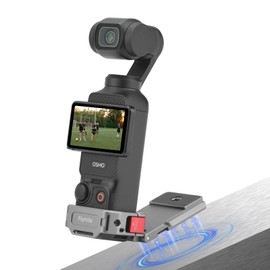 Flymile Pocket 3 Magnetic Mount, Magnetic Expansion Adapter Holder with Cold Shoe on Iron Fence, Refrigerators Etc, Aluminum Alloy Bracket for DJI Osmo Pocket 3 Creator Combo Handle