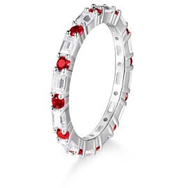 Imitation Diamond Ruby Small Sparkly Rings Wedding Band for Women Sterling Silver Ring Size 4.5