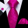 YOHOWA Hot Pink Tie for Men with Tie Clip Paisley