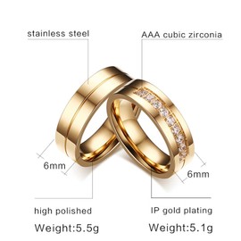 AMDXD Engagement Rings Pair Silver 6 mm Partner Rings for Him and Her with Zirconia Memo Ring Silver, Stainless Steel, Cubic Zirconia