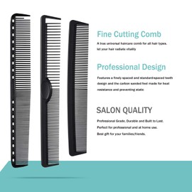 6 Pieces Carbon Fiber Hair Combs Set, General Styling Grooming Combs, Anti Static Heat Resistant Hairdressing Comb, Fine and Wide Tooth Hair Barber Rat Tail Comb