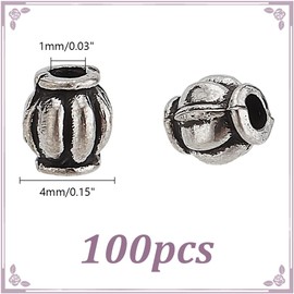 HOBBIESAY 100Pcs Lantern Spacer Beads 4mm Barrel Beads Silver Small Spacer Loose Beads Mini Metal Craft Beads Connector Beads for DIY Bracelets Earring Necklace Jewelry Making,Hole:1mm