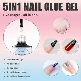 5 in 1 Nail Glue Gel Press On Nail Glue Glue for Nails Fake Nail Glue Professional Nail Glue for Salon and Nail Art DIY Design at Home (5IN1 Nail gel glue-1PCS)