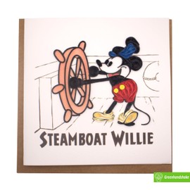 Steamboat Willie, Quilling Card 3D - Unique Dedicated Handmade, Design Greeting Card for Birthday, Valentine's Day, Mothers Day, Spring, Fathers Day, Graduation, Wedding, Anniversary, Thank You, Get