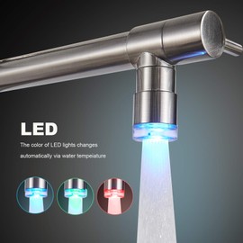 NeierThodore Spring Kitchen Sink Faucet with Pull Down Sprayer Contemporary Single Handle Stainless Steel Kitchen Faucets 2 Spouts Kitchen Sink Faucet with LED,Brushed Nickel