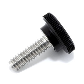 1/4"-20 x 3/4" Thumb Screw Stainless Steel - Black Knurled Round Plastic Knob - Standard/Coarse Thread Thumbscrew - Length: 0.750" - Proudly Built in USA - Package of (25)
