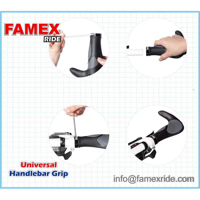 FAMEX RIDE® Ergonomic Ergo Bar End Handlebar Grip Bike Soft