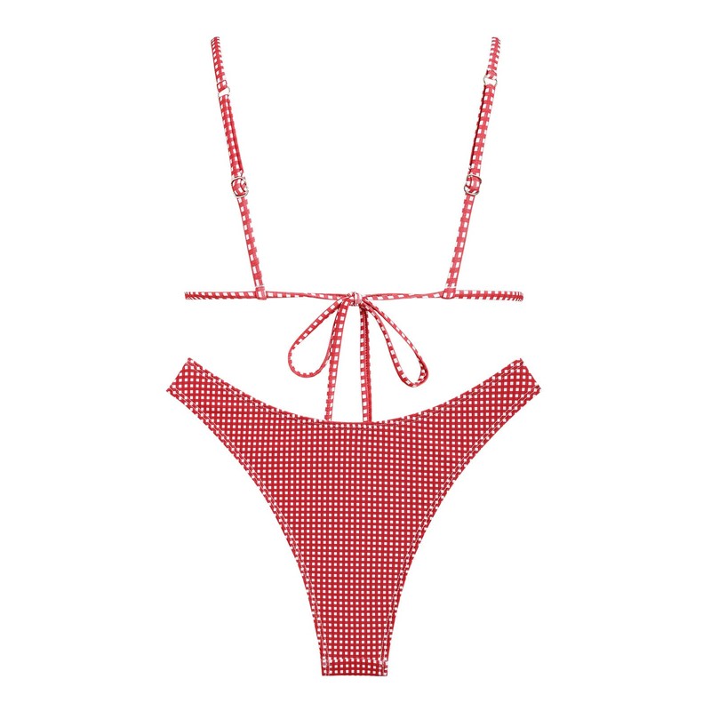 seamoly Women‘s Bikini Sets Two Piece Swimsuit Red Gingham Bow