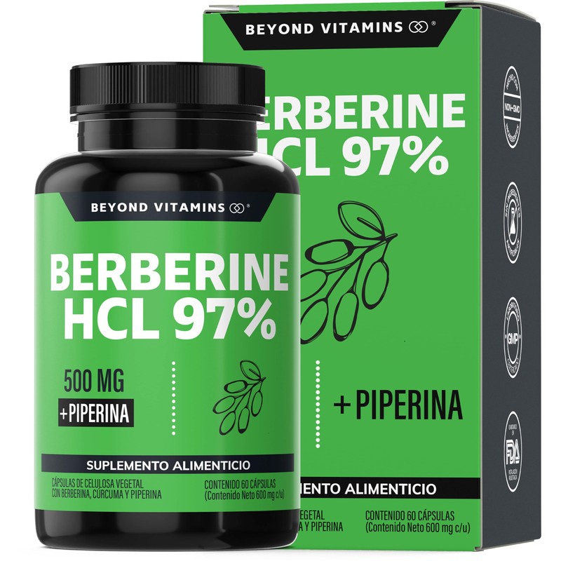 Berberina HCL 97% | 500mg de Berberina Clorhidrato, potenciado con
