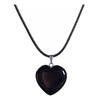 RICHARD-911 Collar Cadena Corazón Obsidiana Cuero Trenzado Joyería Pareja Amistad