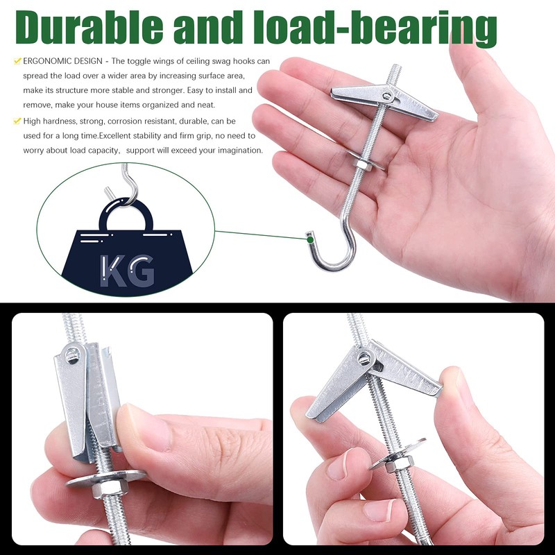 Keadic 16 Sets M4×75mm Heavy Duty Ceiling Hooks Steel Hooks