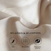 BISELINA French Linen Duvet Cover Set 3pcs Embroidered Willow Leaf