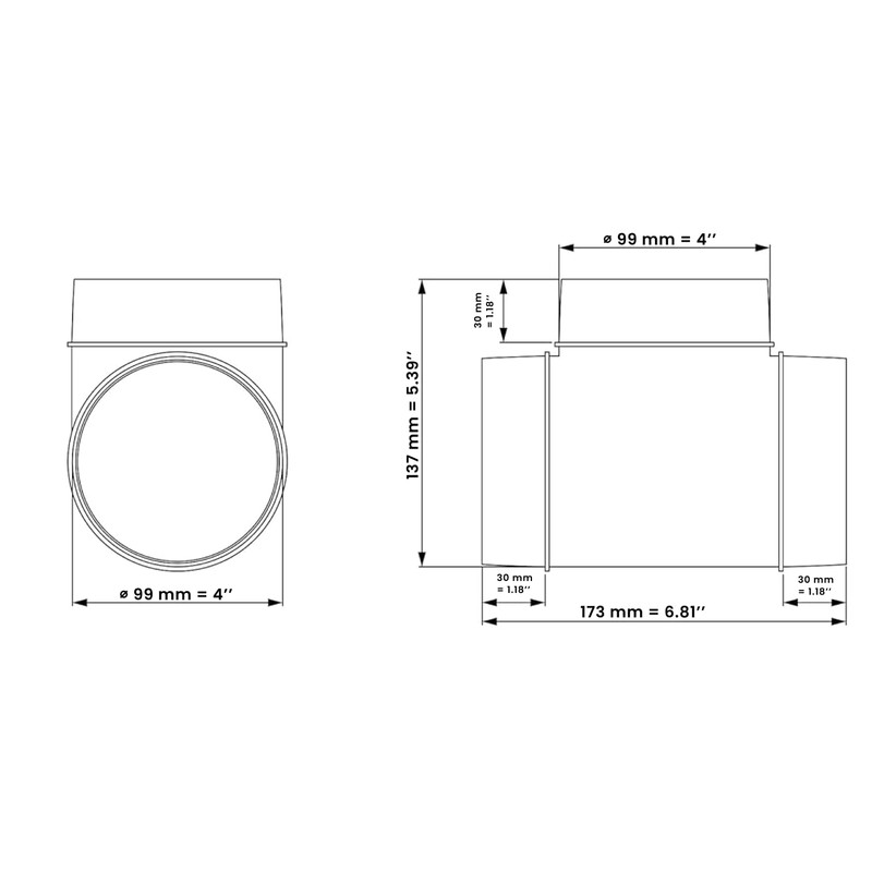 H&C VENT Plastic Pipe | T Stucco Plastic | 100