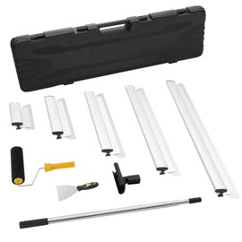 Happybuy Drywall Skimming Blade Set, 10/16/24/32/40 in Blades + 34-81.6 in Extension Handle, Stainless Steel, Professional Skim Coat Tools for Gyprock/Plasterboard