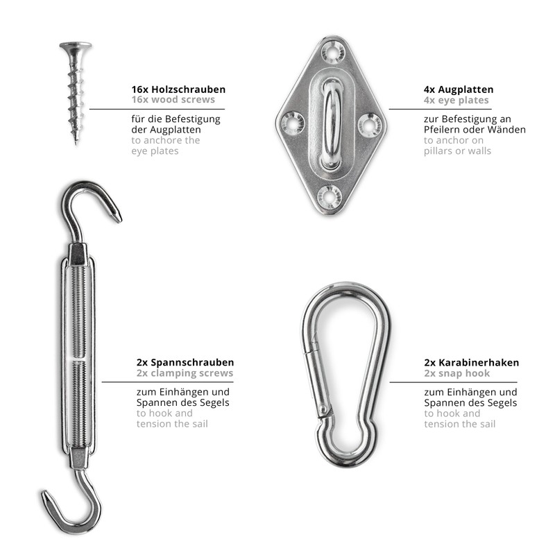 Lumaland awning incl. Attachment ropes, 100% HDPE with stabiliser for