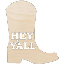 Cowboy Boot - Laser Cut Out Unfinished Wood Craft Shape CLT1 2 Pieces @ 4" / 1/8" thick