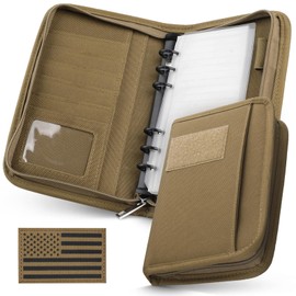 WYNEX Tactical Notebook Padfolio Ring Binder - Refillable 6-Ring A6 Binder, Zip Hardcover Notebook with 45 Pages, Water-Resistant Notebook Cover for Planners, College, Office, Field, Gift