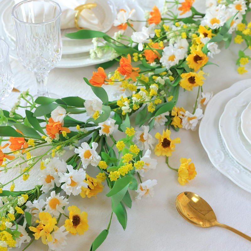 Mizii Artificial Flower Garland 6FT Fake Daisy Floral Garland Daisies