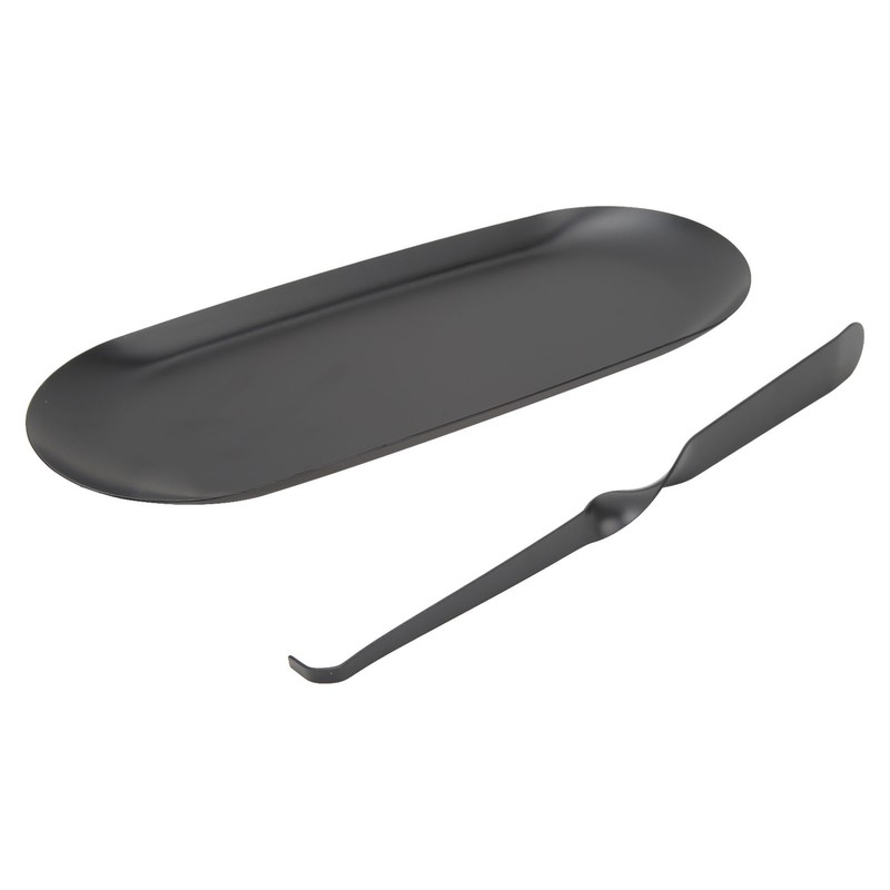 Candle Holder Tray with Wick Dipper Decorative Oval Shape Mattee
