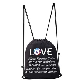 MBMSO Soccer Drawstring Gift Bags Soccer Players Lovers Team Gifts Sport String Backpack Soccer Gym Bag Inspirational, Love Soccer Ds-black, Medium