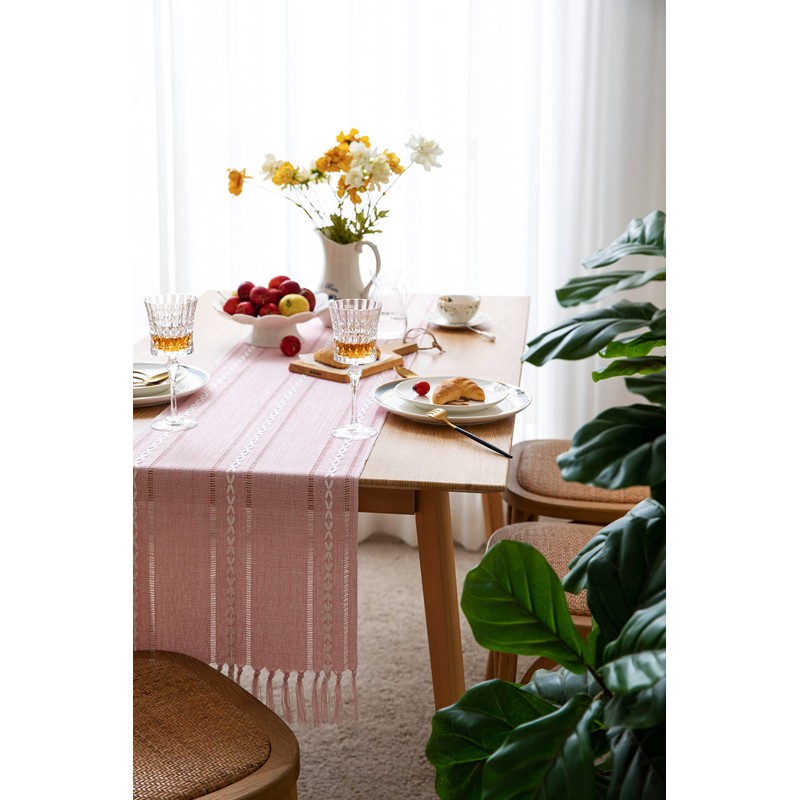ZeeMart Farmhouse Table Runner, Rustic Table Runners 72 Inches Long,