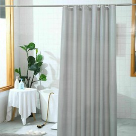 AAMERA Shower Curtain, Waterproof, 180x180cm, With 12 Hook Rings, Grey