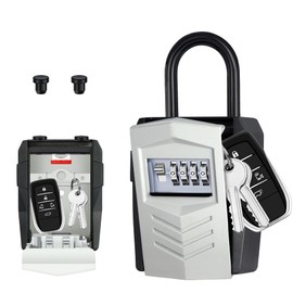 ZHEGE Key Lock Box Outdoor, Large Car Key Safe Padlock for over [10 House Keys], Mountable and Portable Key Box with Code for Home, Office, Airbnb, Warehouse, Garage, Surfing, etc. (Grey)