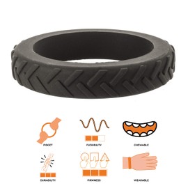 Chewigem Strong Textured & Discreet, Adult Bangle - Sensory Chew - for Anxiety Reduction & Improved Focus. Sensory Processing Difficulties - Autism - ADHD Tread Bangle - Black