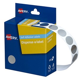 Avery Silver Circle Dispenser Labels, 14 mm Diameter, 500 Labels (937274)