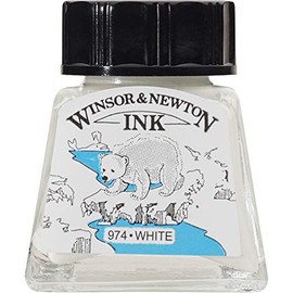 Winsor & Newton Drawing Ink Tinta de Dibujo de Secado Rápido, Blanco (White), 14 ml