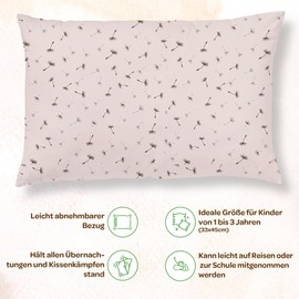 Children's Pillow with Cotton Pillowcase 33 x 45 cm - Pillow Suitable for 1 to 3 Years - Children's Cuddly Pillow - Soft Children's Pillow Hypoallergenic - Ideal for Bed, Travel, Nap