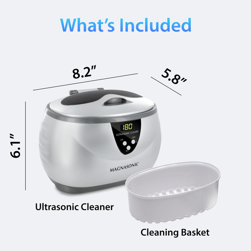 Magnasonic Ultrasonic Cleaner - 20oz Stainless Steel Tank, Digital Timer,