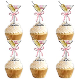 18pcs Glitter Cocktail Dessert Cupcake Topper Pick for Martini Theme Decor Supplies Men Woman Happy Birthday Funny Retirement Going Away Party Supplies
