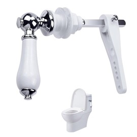 VZU Ceramic Toilet Cistern Lever Flusher for UK Bathrooms, Universal Fit Cistern Lever with Anti-Slip Grip, Traditional Victorian Toilet Flush Handle Replacement for Toilet Wc Cistern Tank