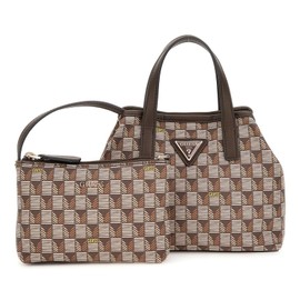 GUESS Women G Wave Mini Tote, Brown Logo, One Size