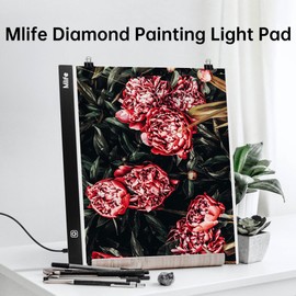 Mlife A2 LED Light Pad for Diamond Painting, Diamond Art Light Board with 3 Brightness, Tracing Light Board with USB Cable & 4 Fasten Clips for Sketching, Animation, Drawing, Diamond Painting Supplies