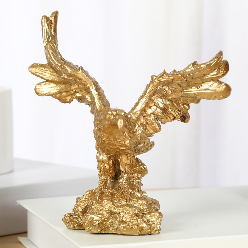 H&W Golden Eagle Statue, Flying Wild Bird Eagle Decorative Bronze