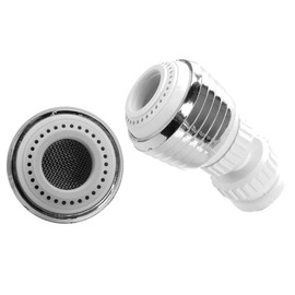 Aerator Tap for Sink, Aerator for Sink, Single Jet Diameter 23 mm and 360° Rotating, White and Silver Plastic Mixer Tap