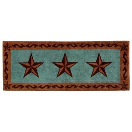 HiEnd Accents Western Star & Scroll Motif Kitchen & Bath Rug, 24" x 60", Turquoise