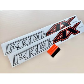 Black & Orange Four Wheel Drive Offroad Decal Stickers, Comparible Replacement for Armada, Titan, Frontier, Pathfinder, Pro4x Truck Bed, SUV, Durable & Weatherproof, Size 21.5 x 3 inch (Set of 2)