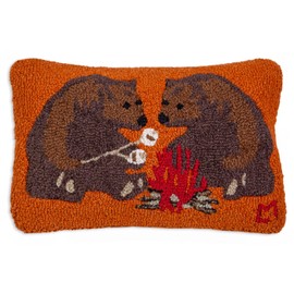 Chandler 4 Corners Artist-Designed Care to Share Bears Hand-Hooked Wool Decorative Throw Pillow (12 in x 18 in) Wildlife Pillow for Couches & Beds - Low Maintenance - Nature & Wilderness Home Décor