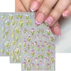 Flower Nail Art Stickers Decals Pink Yellow Blue Floral Nail