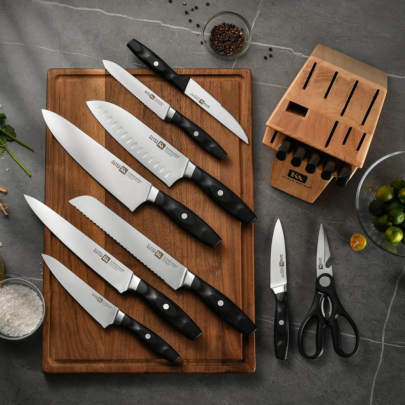 Klaus Meyer 15 Pieces Knife Set With Block, High Carbon